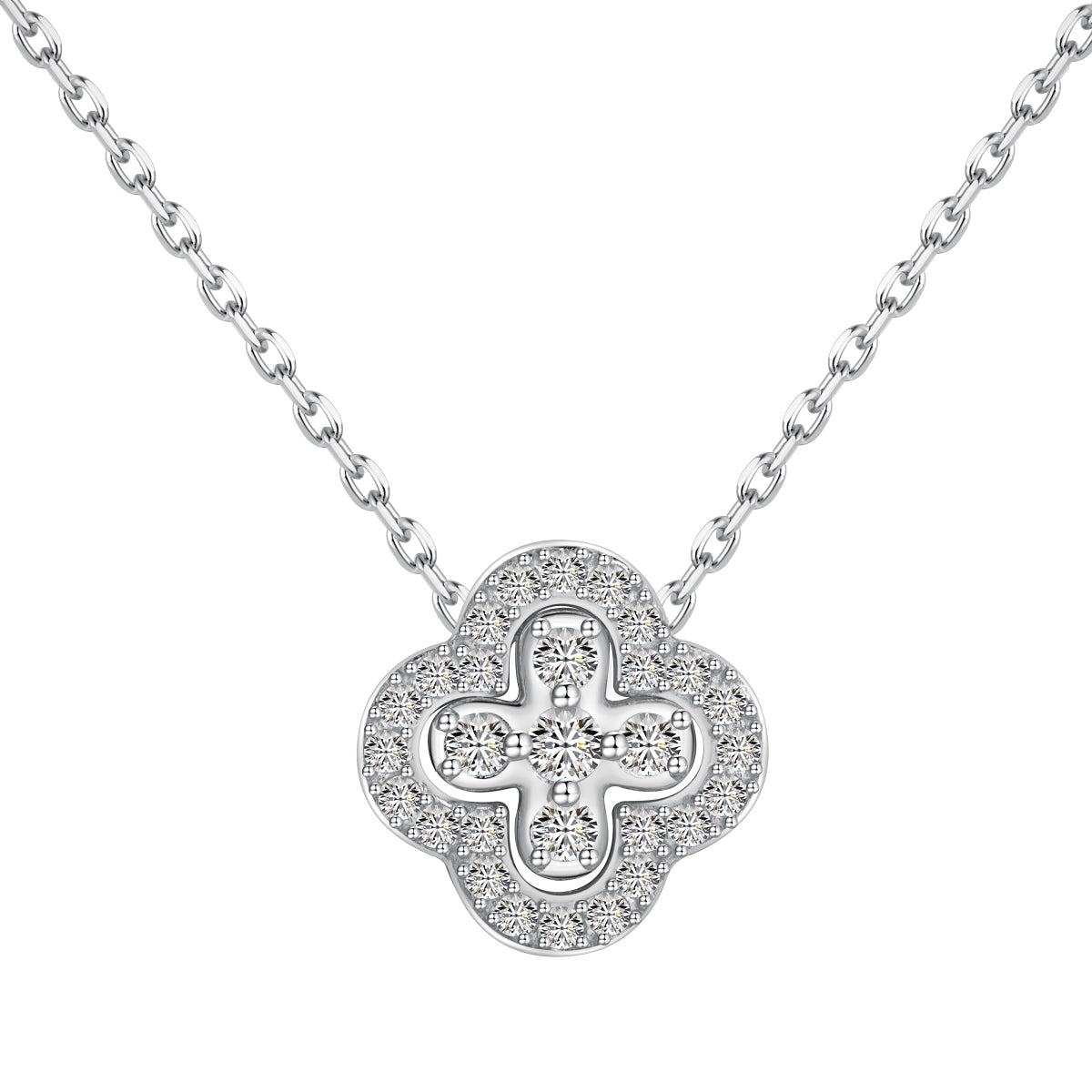 Sterling Silver Adjustable Open Four Leaf Clover Necklace