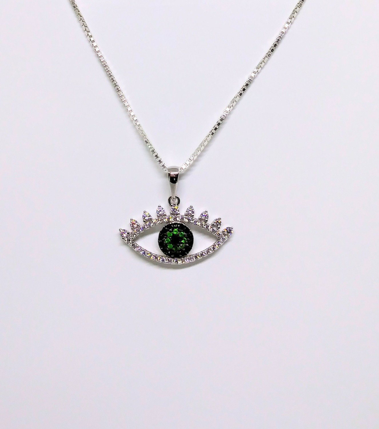 Sterling Silver Eye Necklace with 18 in. box chain