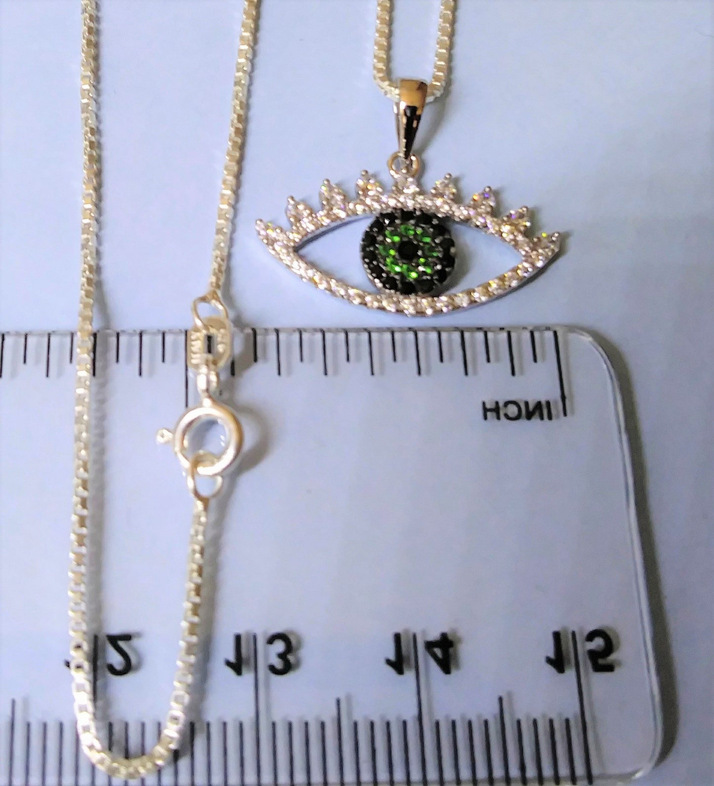 Sterling Silver Eye Necklace with 18 in. box chain