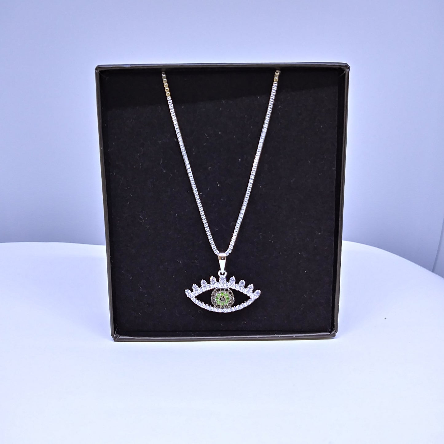Sterling Silver Eye Necklace with 18 in. box chain
