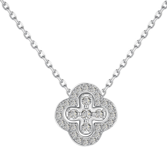 Sterling Silver Adjustable Open Four Leaf Clover Necklace