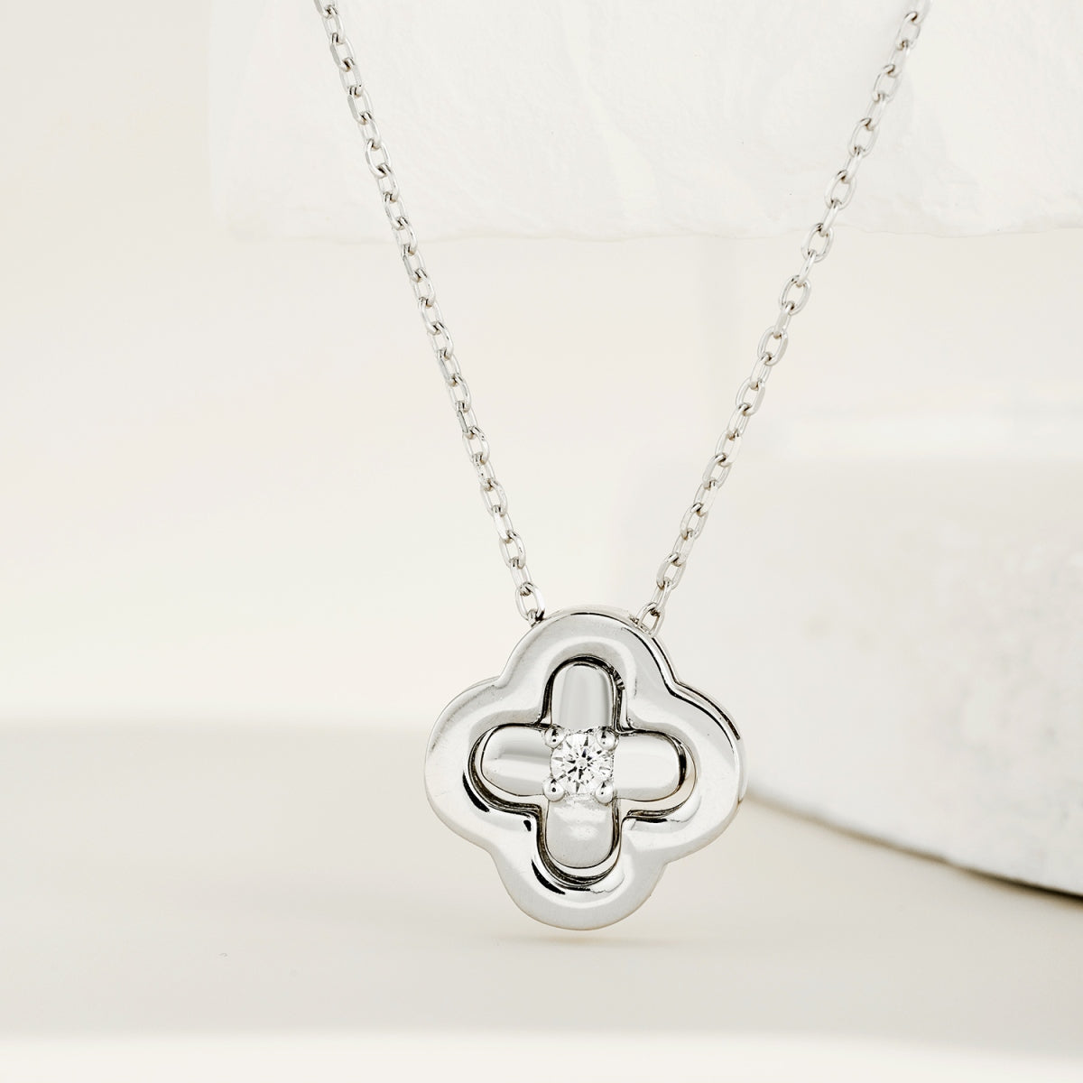 Sterling Silver Adjustable Open Four Leaf Clover Necklace