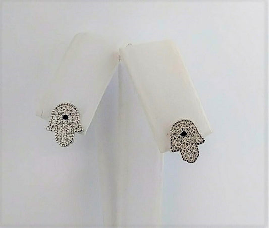 Sterling Silver Hamsa (Hand) Post Earrings