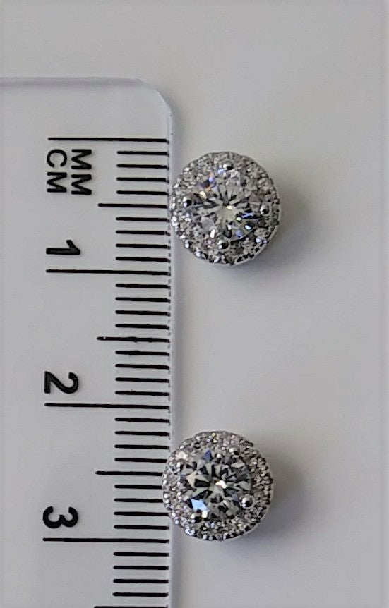 Sterling Silver and Cubic Zirconia Round Post Earrings