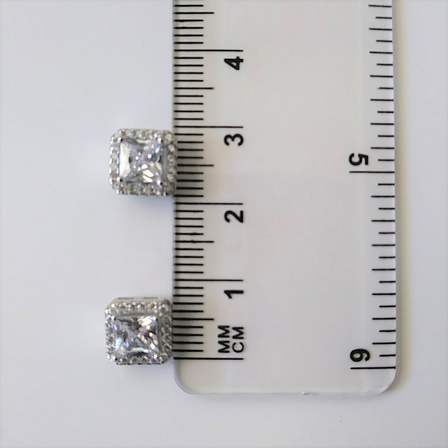 Sterling Silver and Cubic Zirconia Square Post Earrings