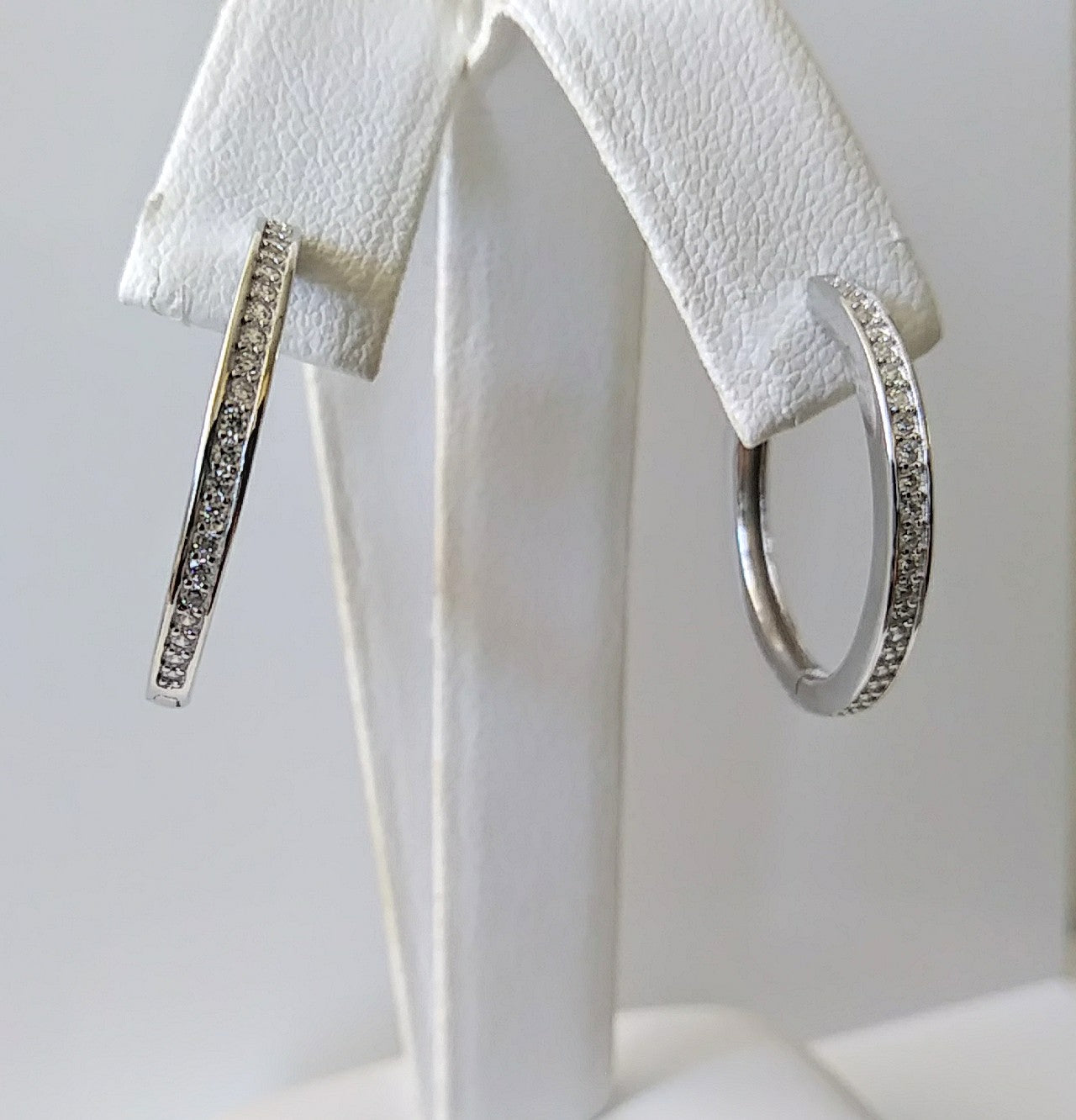 Sterling Silver Huggie Hoop and Cubic Zirconia Earrings