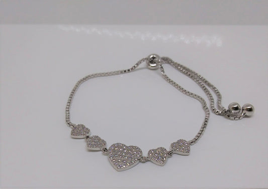 Sterling Silver adjustable heart bracelet