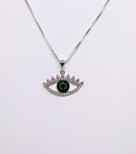 Sterling Silver Eye Necklace with 18 in. box chain